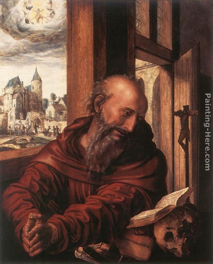 St Jerome painting - Jan Sanders van Hemessen St Jerome art painting